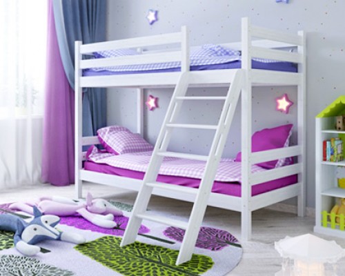 Двухъярусная кровать для спальни из дерева – «Солнышко» 